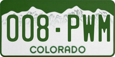 CO license plate 008PWM