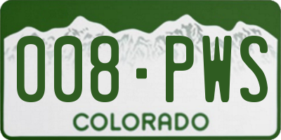 CO license plate 008PWS