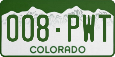 CO license plate 008PWT