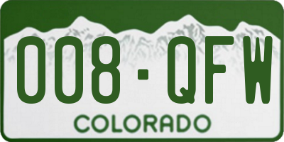 CO license plate 008QFW