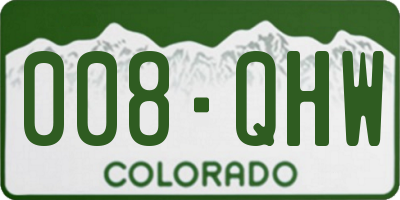 CO license plate 008QHW