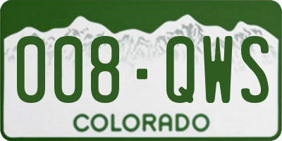 CO license plate 008QWS