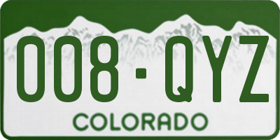 CO license plate 008QYZ