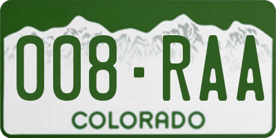 CO license plate 008RAA