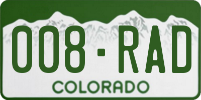 CO license plate 008RAD