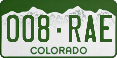 CO license plate 008RAE