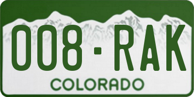 CO license plate 008RAK
