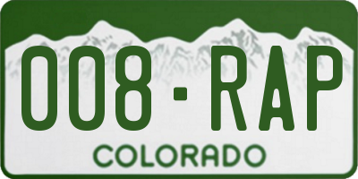 CO license plate 008RAP