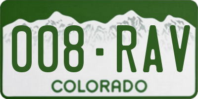 CO license plate 008RAV