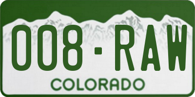 CO license plate 008RAW