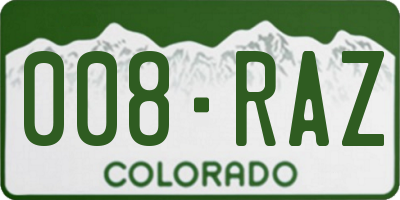 CO license plate 008RAZ