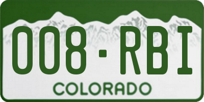 CO license plate 008RBI
