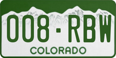 CO license plate 008RBW