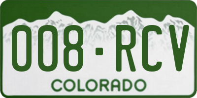 CO license plate 008RCV