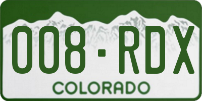 CO license plate 008RDX