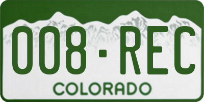 CO license plate 008REC