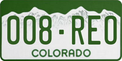 CO license plate 008REO