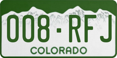 CO license plate 008RFJ