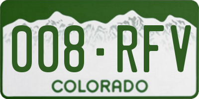 CO license plate 008RFV