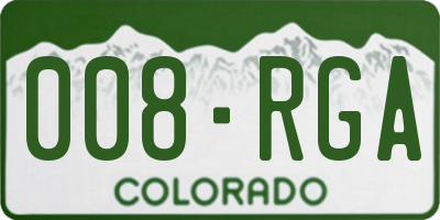 CO license plate 008RGA