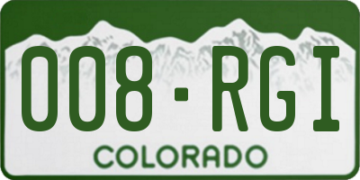 CO license plate 008RGI