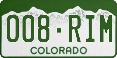 CO license plate 008RIM