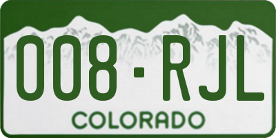 CO license plate 008RJL