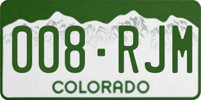 CO license plate 008RJM