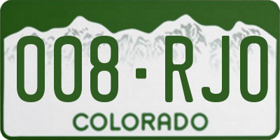 CO license plate 008RJO
