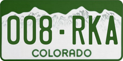 CO license plate 008RKA