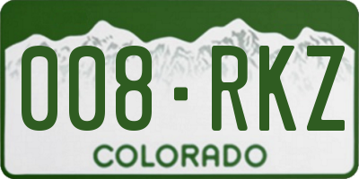 CO license plate 008RKZ