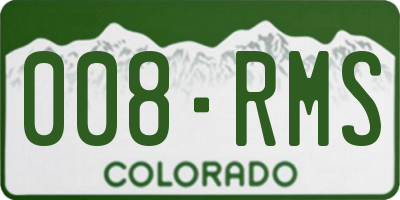 CO license plate 008RMS