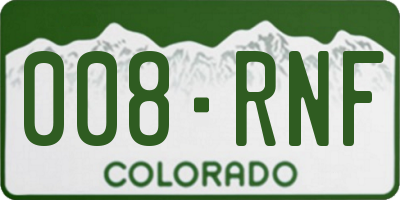 CO license plate 008RNF