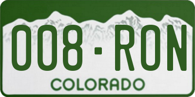 CO license plate 008RON