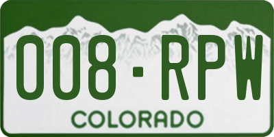 CO license plate 008RPW