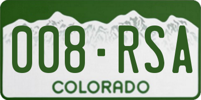 CO license plate 008RSA