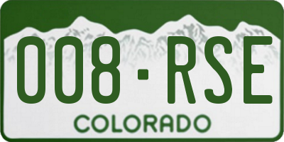 CO license plate 008RSE