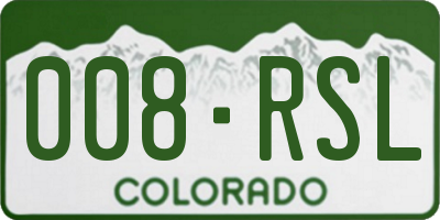 CO license plate 008RSL