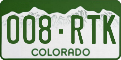 CO license plate 008RTK