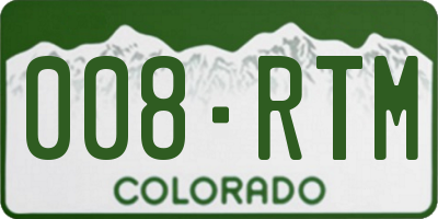 CO license plate 008RTM