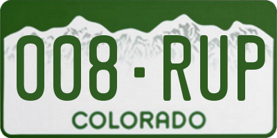 CO license plate 008RUP