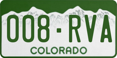 CO license plate 008RVA