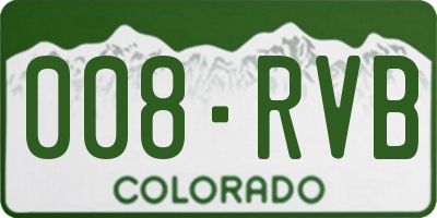 CO license plate 008RVB