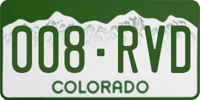 CO license plate 008RVD