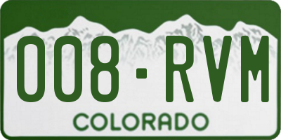 CO license plate 008RVM