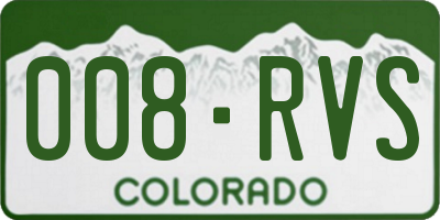 CO license plate 008RVS