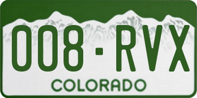 CO license plate 008RVX