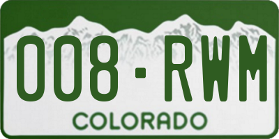 CO license plate 008RWM