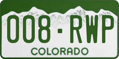 CO license plate 008RWP