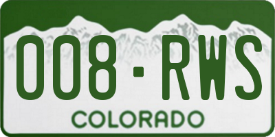 CO license plate 008RWS